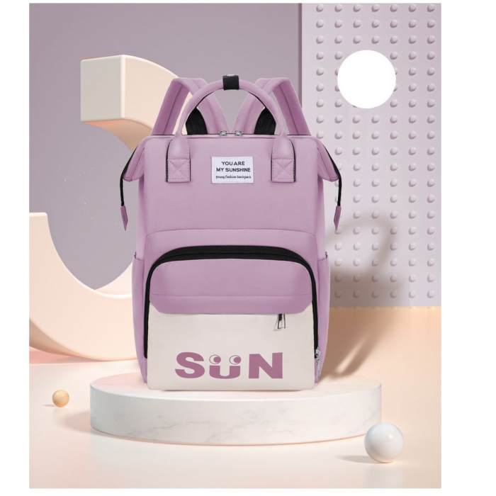Geanta Bebe Lena MB38 tip rucsac scutece, Straight, incapatoare, impermeabila, versatila, ergonomica si sigura pentru mama, tata si copil, 38x26x18 cm [5]