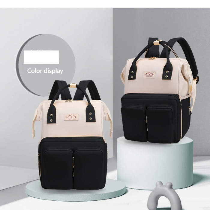 Geanta Bebe Luna LL-618 tip rucsac scutece, Straight, incapatoare, impermeabila, versatila, ergonomica si sigura pentru mama, tata si copil, 38x26x16 cm [4]