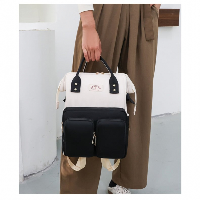 Geanta Bebe Luna LL-618 tip rucsac scutece, Straight, incapatoare, impermeabila, versatila, ergonomica si sigura pentru mama, tata si copil, 38x26x16 cm [3]