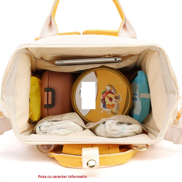 Geanta Bebe Luna LL-618 tip rucsac scutece, Straight, incapatoare, impermeabila, versatila, ergonomica si sigura pentru mama, tata si copil, 38x26x16 cm [8]