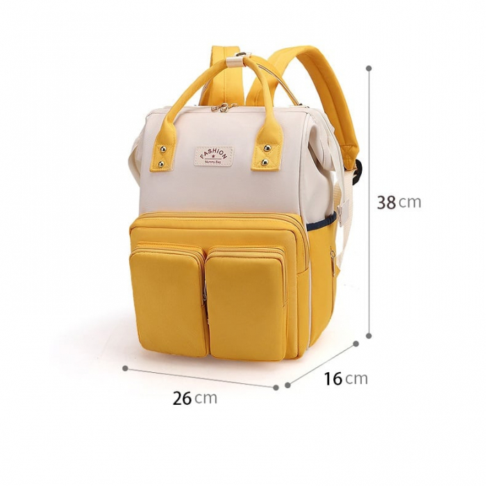 Geanta Bebe Luna LL-618 tip rucsac scutece, Straight, incapatoare, impermeabila, versatila, ergonomica si sigura pentru mama, tata si copil, 38x26x16 cm [9]