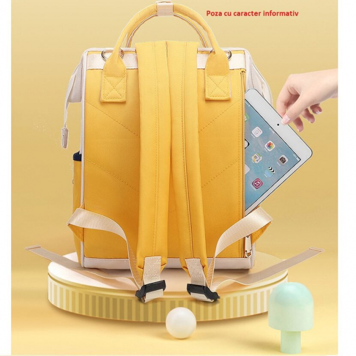 Geanta Bebe Luna LL-618 tip rucsac scutece, Straight, incapatoare, impermeabila, versatila, ergonomica si sigura pentru mama, tata si copil, 38x26x16 cm [6]