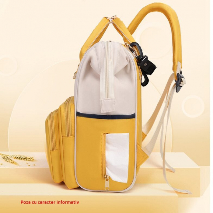 Geanta Bebe Luna LL-618 tip rucsac scutece, Straight, incapatoare, impermeabila, versatila, ergonomica si sigura pentru mama, tata si copil, 38x26x16 cm [4]