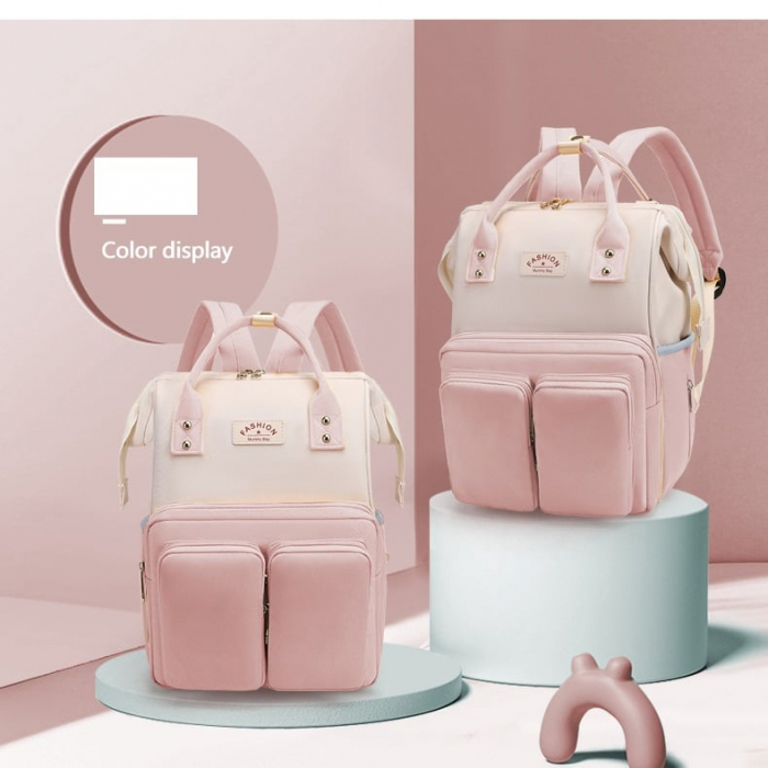 Geanta Bebe Luna LL-618 tip rucsac scutece, Straight, incapatoare, impermeabila, versatila, ergonomica si sigura pentru mama, tata si copil, 38x26x16 cm [2]