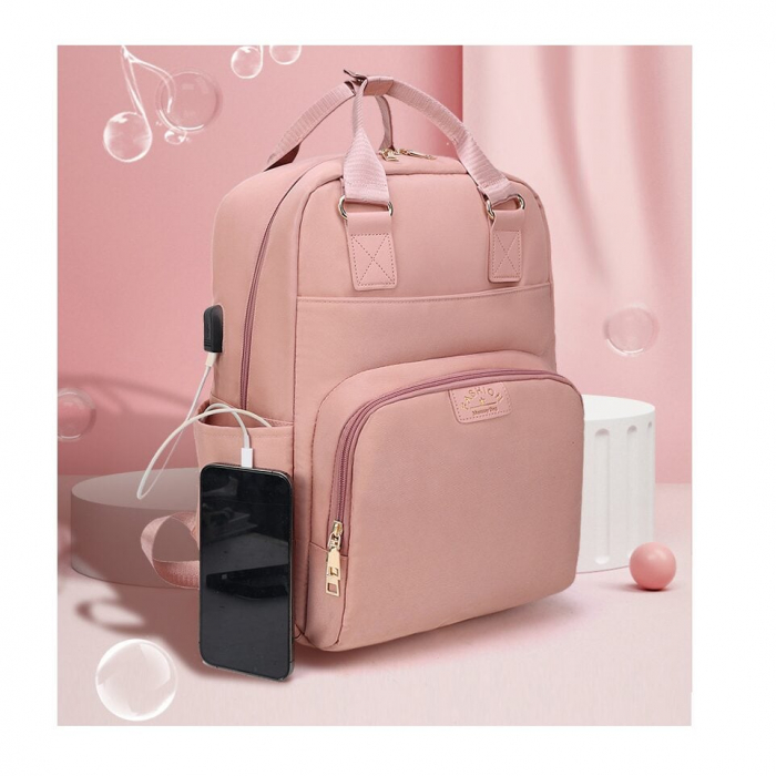 Geanta Bebe Ruby MB23 tip rucsac scutece, Straight, incapatoare, impermeabila, versatila, ergonomica si sigura pentru mama, tata si copil, 39x29x15 cm [8]