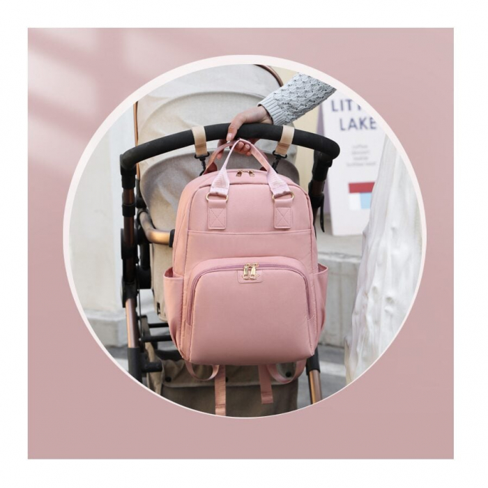 Geanta Bebe Ruby MB23 tip rucsac scutece, Straight, incapatoare, impermeabila, versatila, ergonomica si sigura pentru mama, tata si copil, 39x29x15 cm [17]