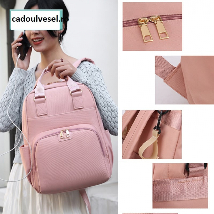 Geanta Bebe Ruby MB23 tip rucsac scutece, Straight, incapatoare, impermeabila, versatila, ergonomica si sigura pentru mama, tata si copil, 39x29x15 cm [2]