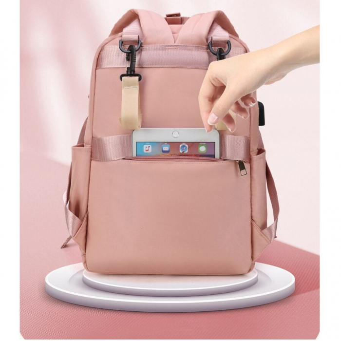 Geanta Bebe Ruby MB23 tip rucsac scutece, Straight, incapatoare, impermeabila, versatila, ergonomica si sigura pentru mama, tata si copil, 39x29x15 cm [12]