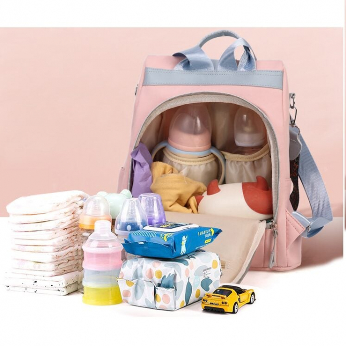 Geanta Bebe Sara MB42 tip rucsac scutece, Straight, incapatoare, impermeabila, versatila, ergonomica si sigura pentru mama, tata si copil, 32x31x14 cm [2]