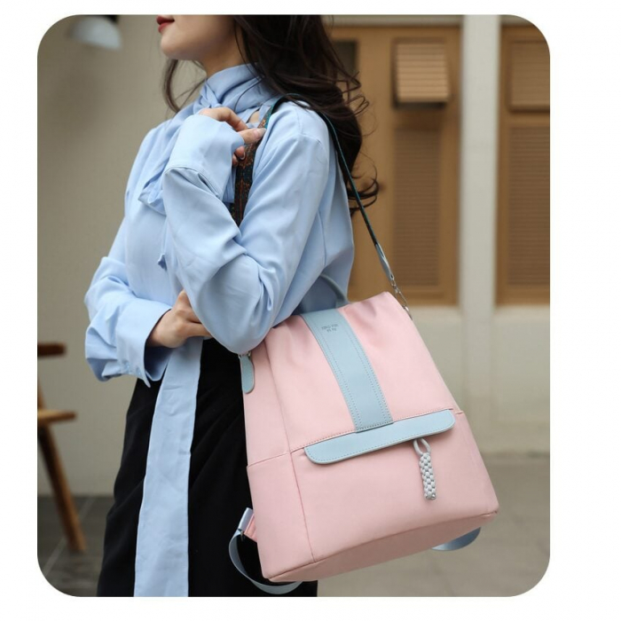 Geanta Bebe Sara MB42 tip rucsac scutece, Straight, incapatoare, impermeabila, versatila, ergonomica si sigura pentru mama, tata si copil, 32x31x14 cm [9]