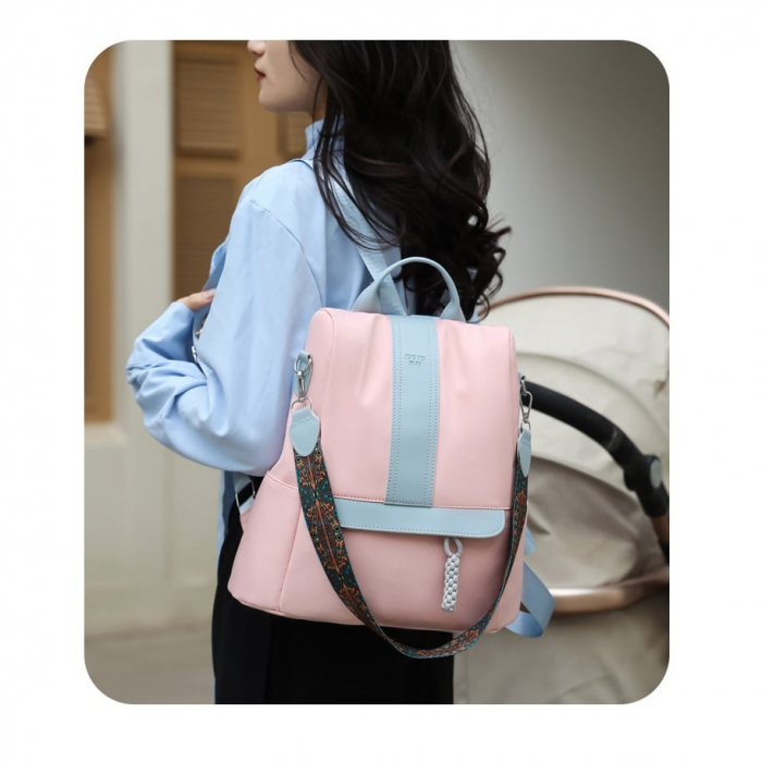 Geanta Bebe Sara MB42 tip rucsac scutece, Straight, incapatoare, impermeabila, versatila, ergonomica si sigura pentru mama, tata si copil, 32x31x14 cm [10]