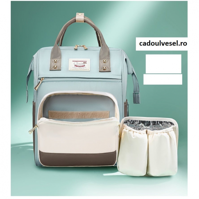 Geanta Bebe Silvia MB09 tip rucsac scutece, Straight, incapatoare, impermeabila, versatila, ergonomica si sigura pentru mama, tata si copil, 40x29x18 cm [6]