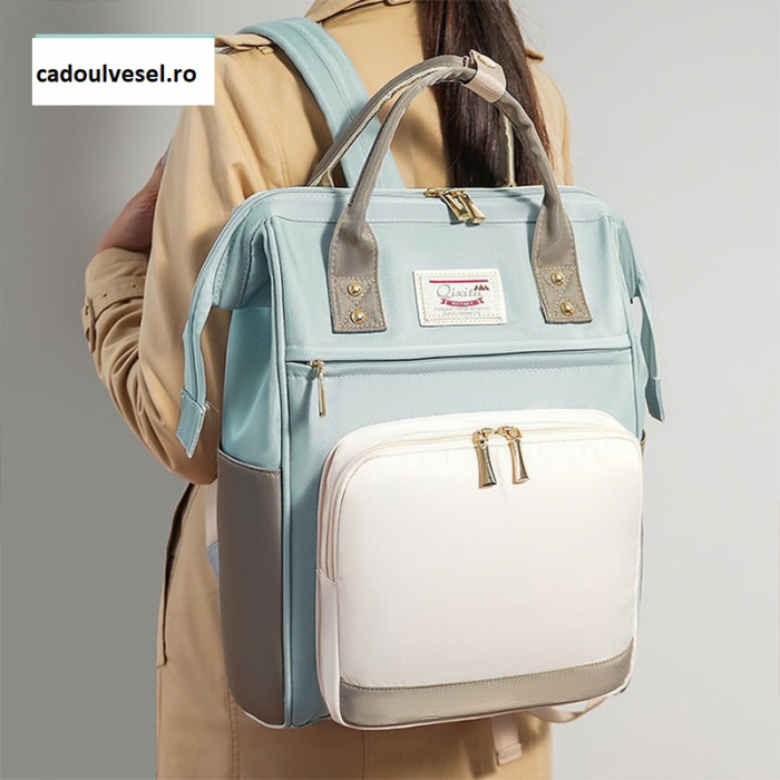Geanta Bebe Silvia MB09 tip rucsac scutece, Straight, incapatoare, impermeabila, versatila, ergonomica si sigura pentru mama, tata si copil, 40x29x18 cm [5]