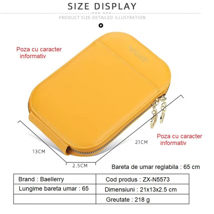 Geanta Dama, Baellerry, ZX-N5573, Roz, 21x13x2.5 cm [10]