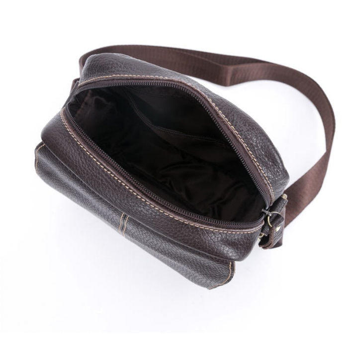 Geanta Piele Naturala, BullCaptain, BC-07-L, Maro, 22x21x8 cm [2]