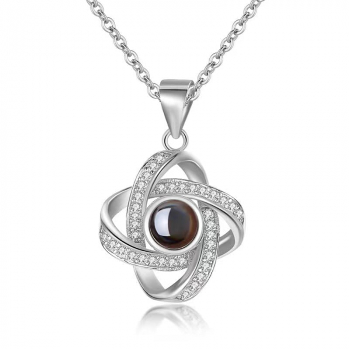 Lantisor cu pandativ din argint  925, LD744, Perla nocturna, placat cu rodiu [1]