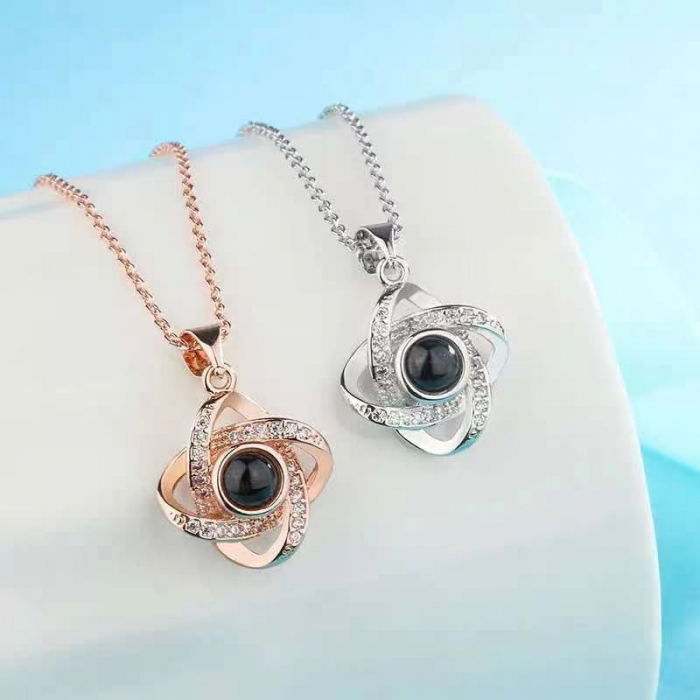 Lantisor cu pandativ din argint  925, LD744, Perla nocturna, placat cu rodiu [3]
