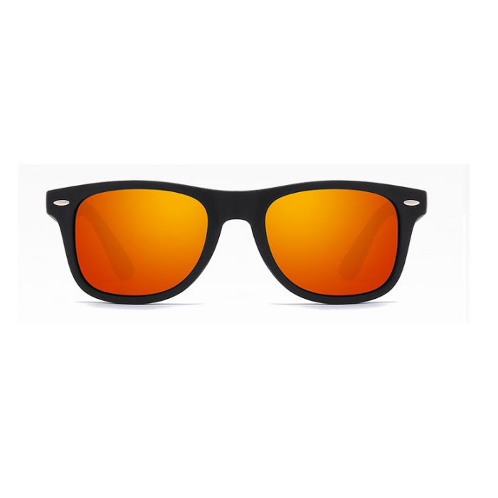 Ochelari de soare unisex Polarizati,Protectie UV,  Jonas Wayfarer, Negru-Portocaliu [1]