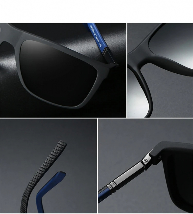 Ochelari de soare unisex, Polarizati, Protectie UV, Lars 9599 Wayfarer, Negru [2]