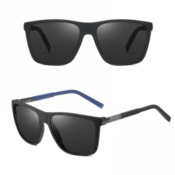 Ochelari de soare unisex, Polarizati, Protectie UV, Lars 9599 Wayfarer, Negru [4]