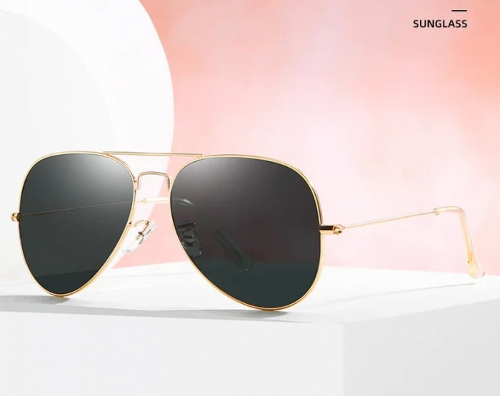 Ochelari de soare unisex, Sondre, 2551 Aviator, Polarizati, Negru-Auriu [2]