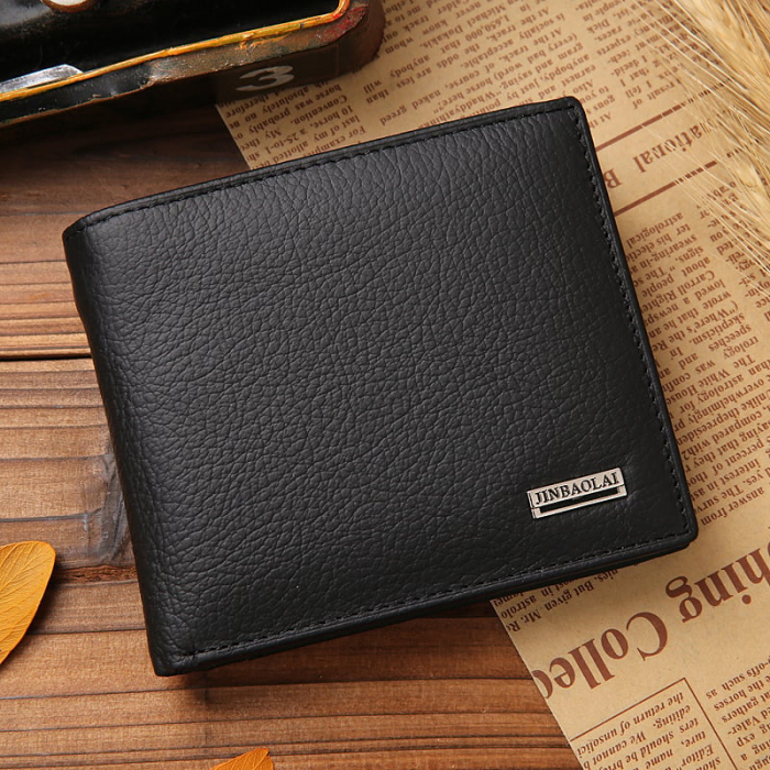 Portofel Barbati, JINBAOLAI, JBL-8041, Negru, 11.5x9.5x2.5 cm, Piele naturala [3]