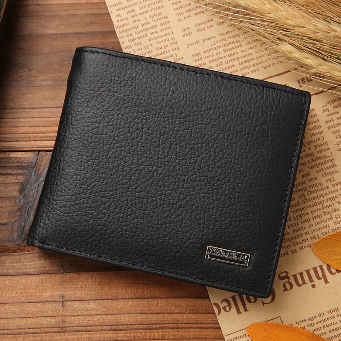 Portofel Barbati, JINBAOLAI, JBL-8041, Negru, 11.5x9.5x2.5 cm, Piele naturala [5]