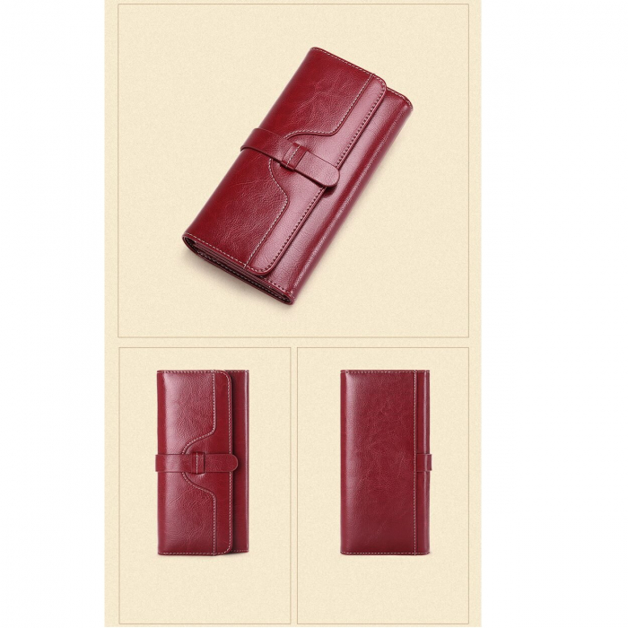 Portofel Dama, AVAMSI, BQ-5160, Rosu, 19.5x9.5x3 cm cm Piele naturala [2]