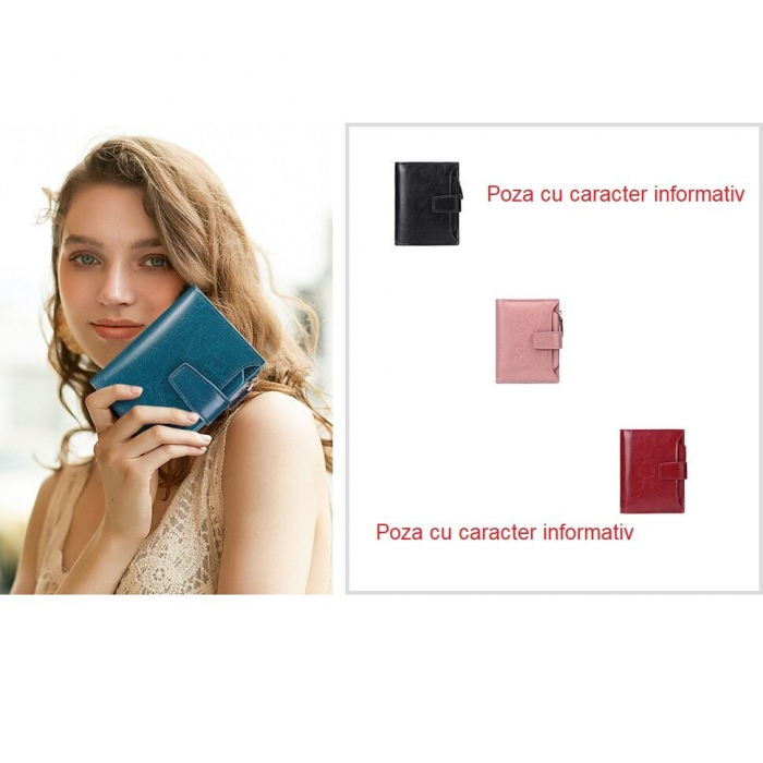 Portofel Dama, AVAMSI, BQ-5191, Negru, 12x10x3 cm Piele naturala [3]