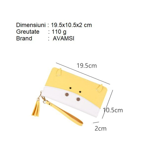 Portofel Dama, AVAMSI, KXM-C079-103, Galben, 19x10.5x2.5 cm [2]