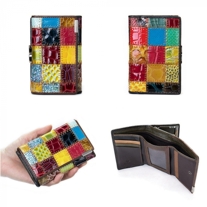 Portofel Dama, AVAMSI, WST-517 Multicolor, Piele naturala, 12.5X8X2 cm [3]