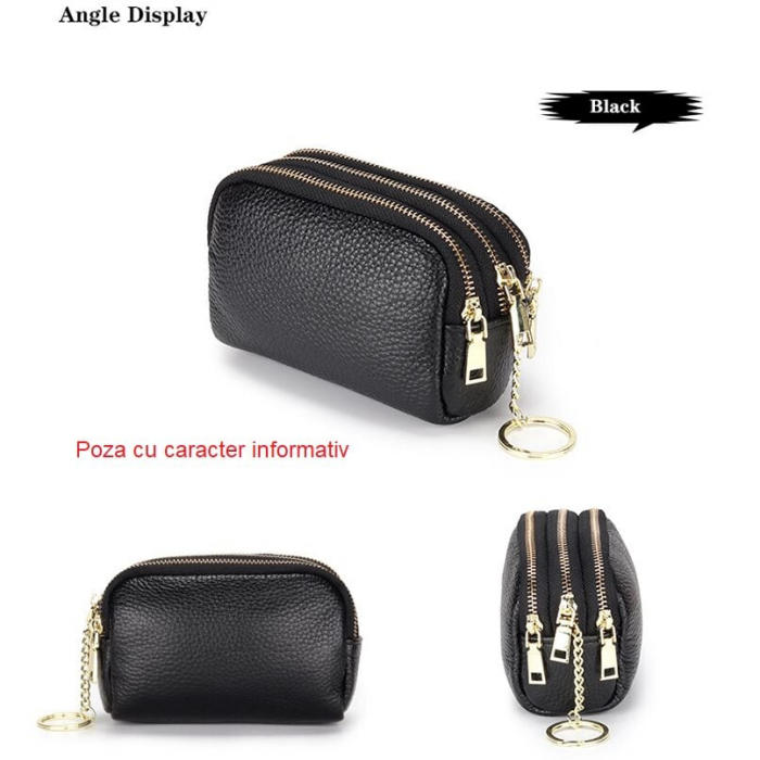 Portofel Dama, AVAMSI, YT-0015, 13x7.5x5.5 cm, Piele naturala [3]