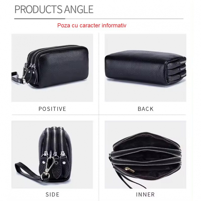 Portofel Dama, AVAMSI, YT-003, Rosu, 17x9.5x5 cm Piele naturala [4]