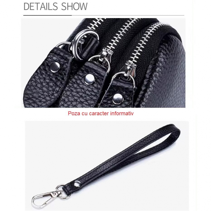 Portofel Dama, AVAMSI, YT-003, Rosu, 17x9.5x5 cm Piele naturala [5]