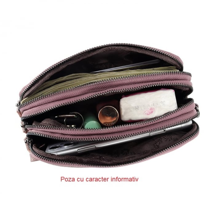 Portofel Dama, AVAMSI, YT-003, Rosu, 17x9.5x5 cm Piele naturala [6]