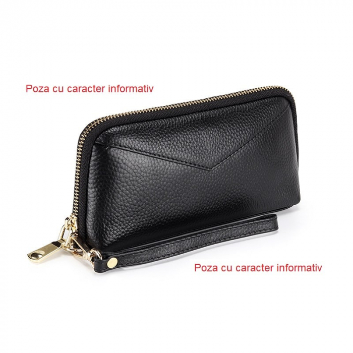 Portofel Dama, AVAMSI, YT-1348, Negru, 19x11x4 cm Piele naturala [7]