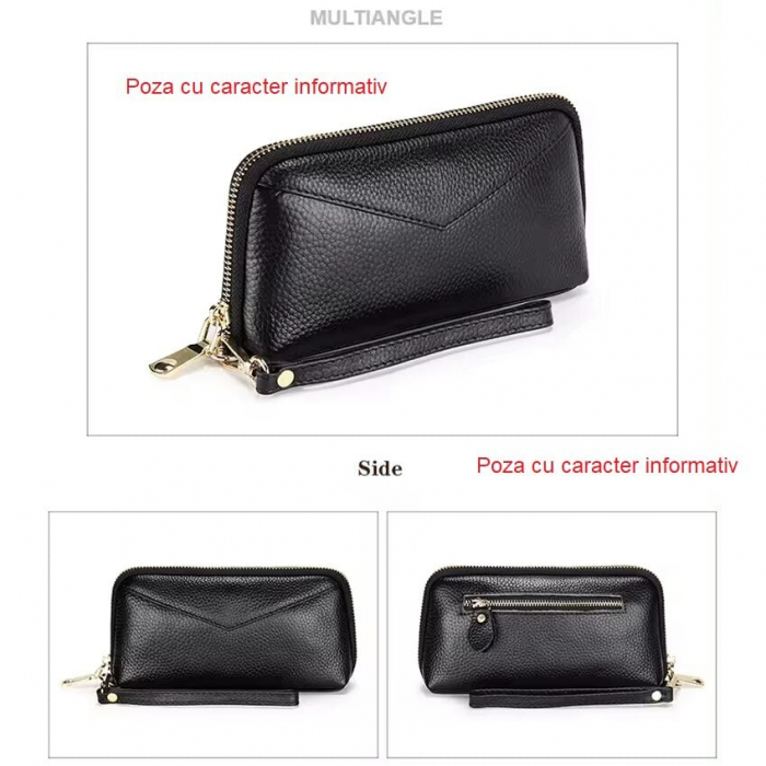 Portofel Dama, AVAMSI, YT-1348, Negru, 19x11x4 cm Piele naturala [3]