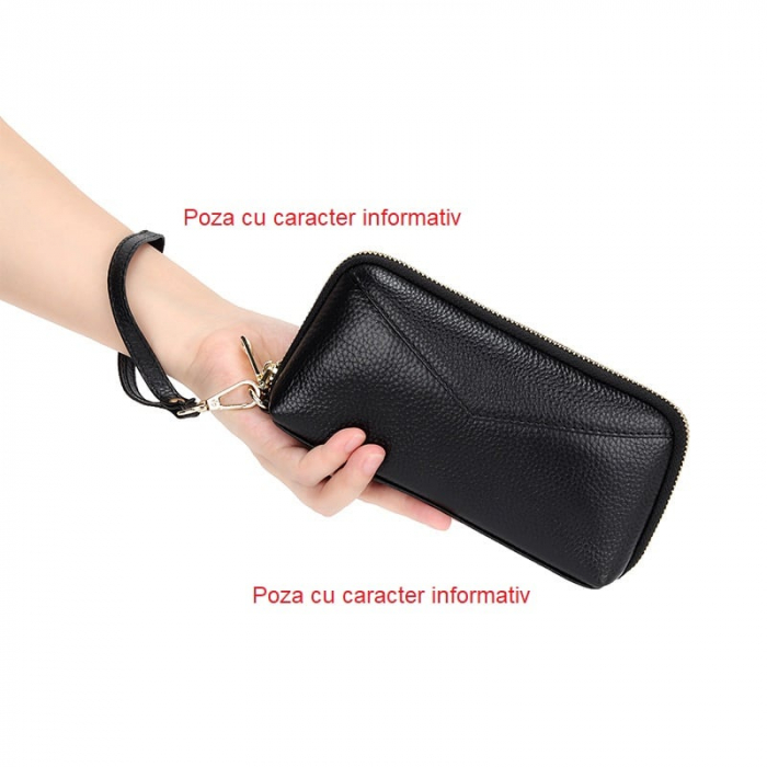 Portofel Dama, AVAMSI, YT-1348, Negru, 19x11x4 cm Piele naturala [6]