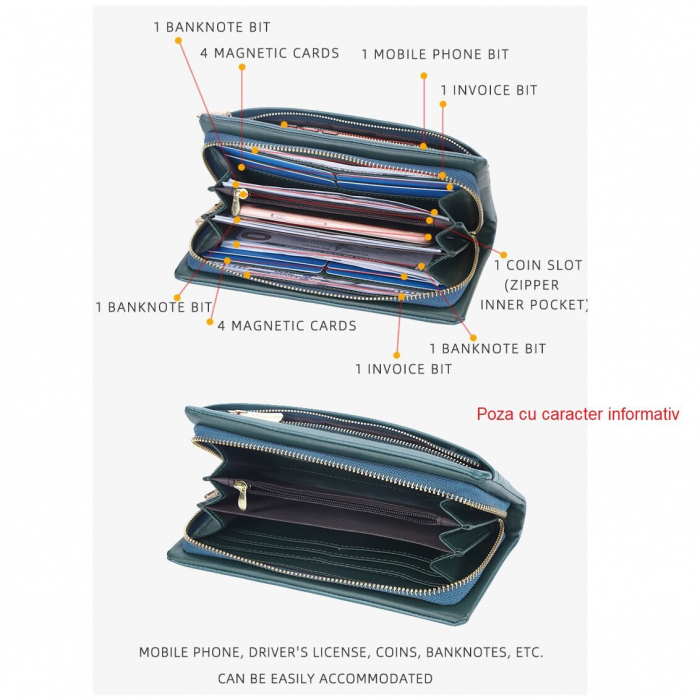 Portofel Dama, Baellerry, ZX-1912, Negru, 20x10x4.5 cm [8]