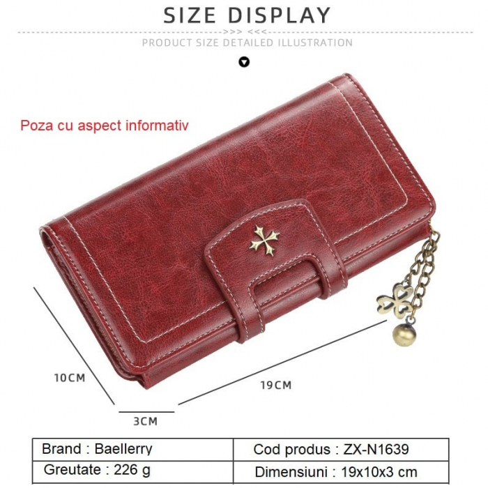 Portofel Dama, Baellerry, ZX-N1639, 19x10x3 cm [7]