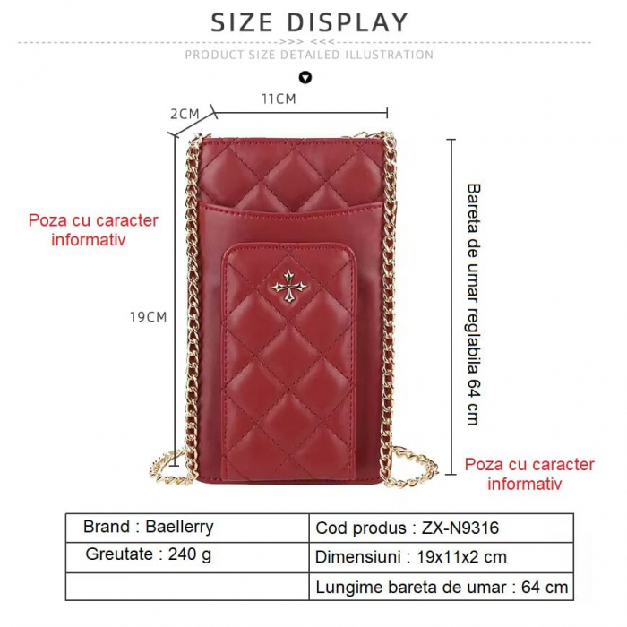 Portofel Dama, Baellerry, ZX-N9316, Negru, 19x11x2 cm [3]