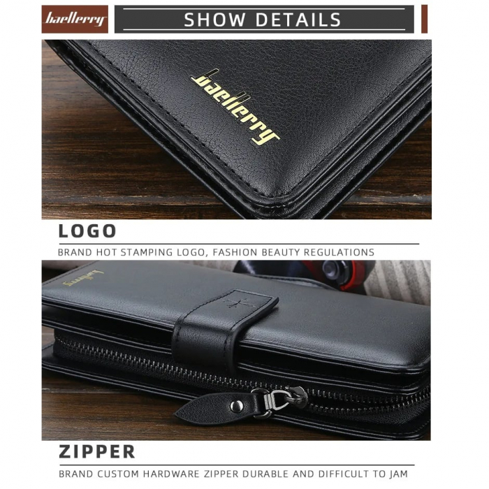 Portofel Unisex, Dama, Barbati, Baellerry, ZX-C9156, Negru, 22x11x4 cm [6]