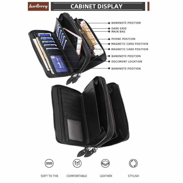 Portofel Unisex, Dama, Barbati, Baellerry, ZX-S6702, 21x11x4 cm [10]