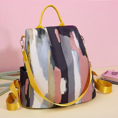 Rucsac dama AVAMSI NN-9929, Galben-Multicolor, 33x31x12 cm [5]