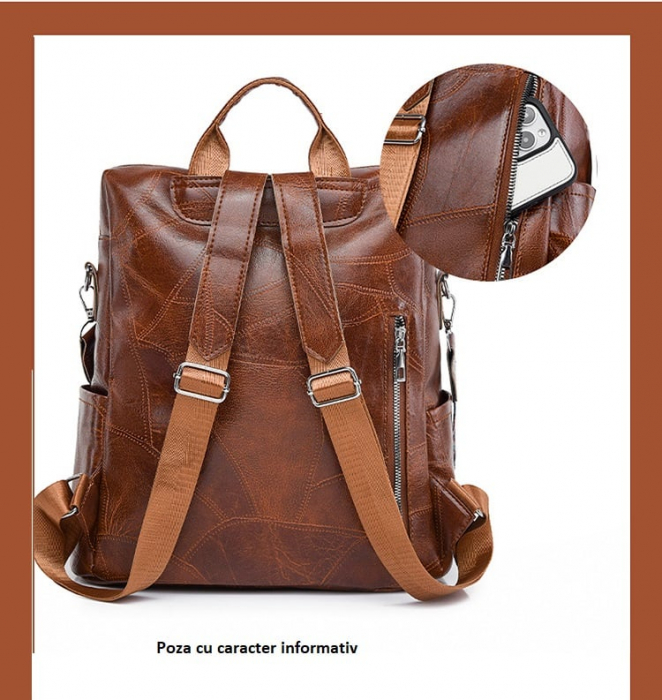 Rucsac dama, Elena, RD772, Negru, 33x32x15 cm [8]