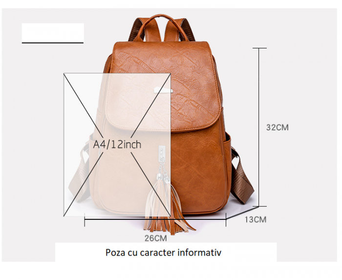Rucsac dama, Larisa, RD737, Negru, 32x26x13 cm [6]
