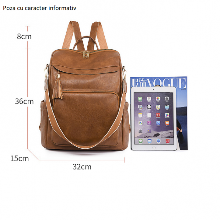 Rucsac dama, Vera, RD727, Negru, 36x32x15 cm [9]