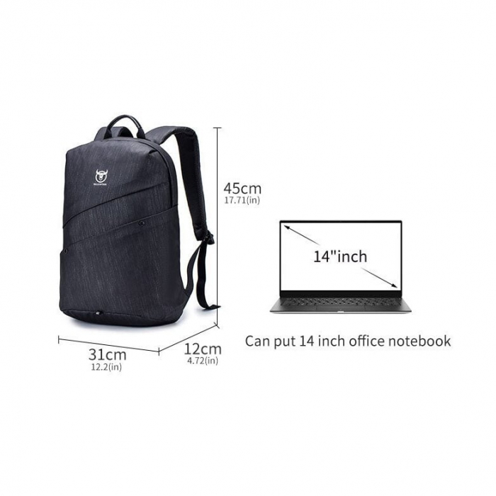 Rucsac Unisex BullCaptain BC-603, multifunctional, laptop, calatorii, negru, 45x31x12CM [5]