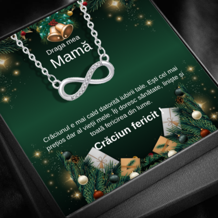 Set Cadou Craciun Mamă– Colier cu Pandativ Taina Infinitului  din Argint 925 placat cu rodiu, Cutie Elegantă și Felicitare Personalizată [1]