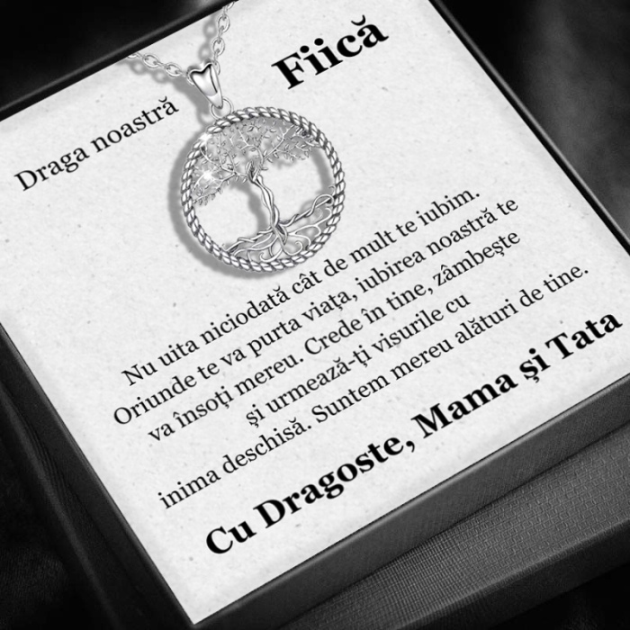 Set Cadou Fiică – Colier cu Pandativ Copacul Intelepciunii din Argint 925 placat cu rodiu, Cutie Elegantă și Felicitare Personalizată [1]
